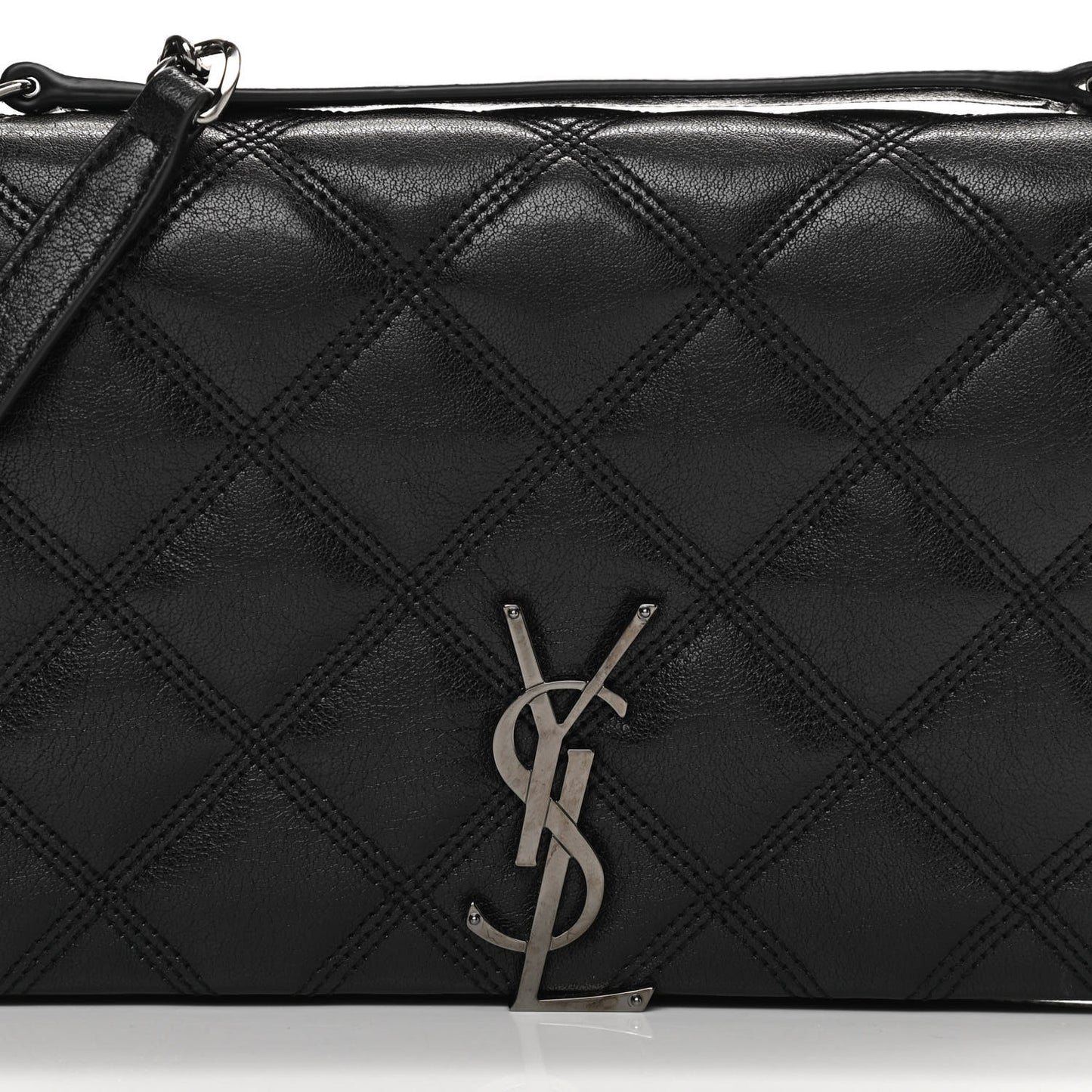 Lambskin Diamond Quilted Becky Chain Wallet Black