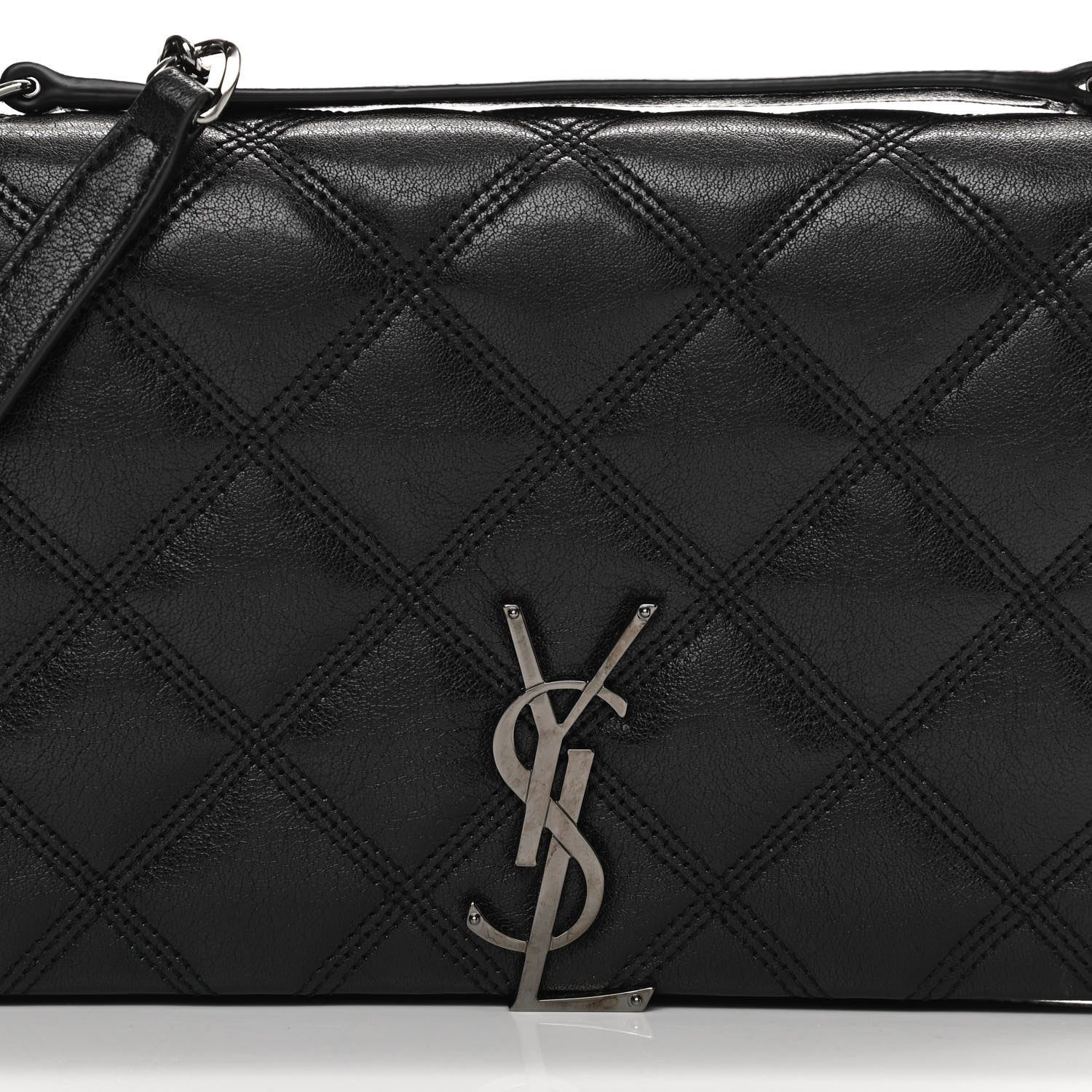 Saint Laurent Lambskin Diamond Quilted Becky Chain Wallet Black 8 of 11