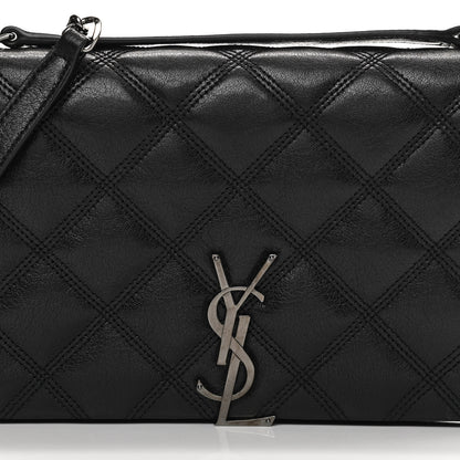 Saint Laurent Lambskin Diamond Quilted Becky Chain Wallet Black 8 of 11