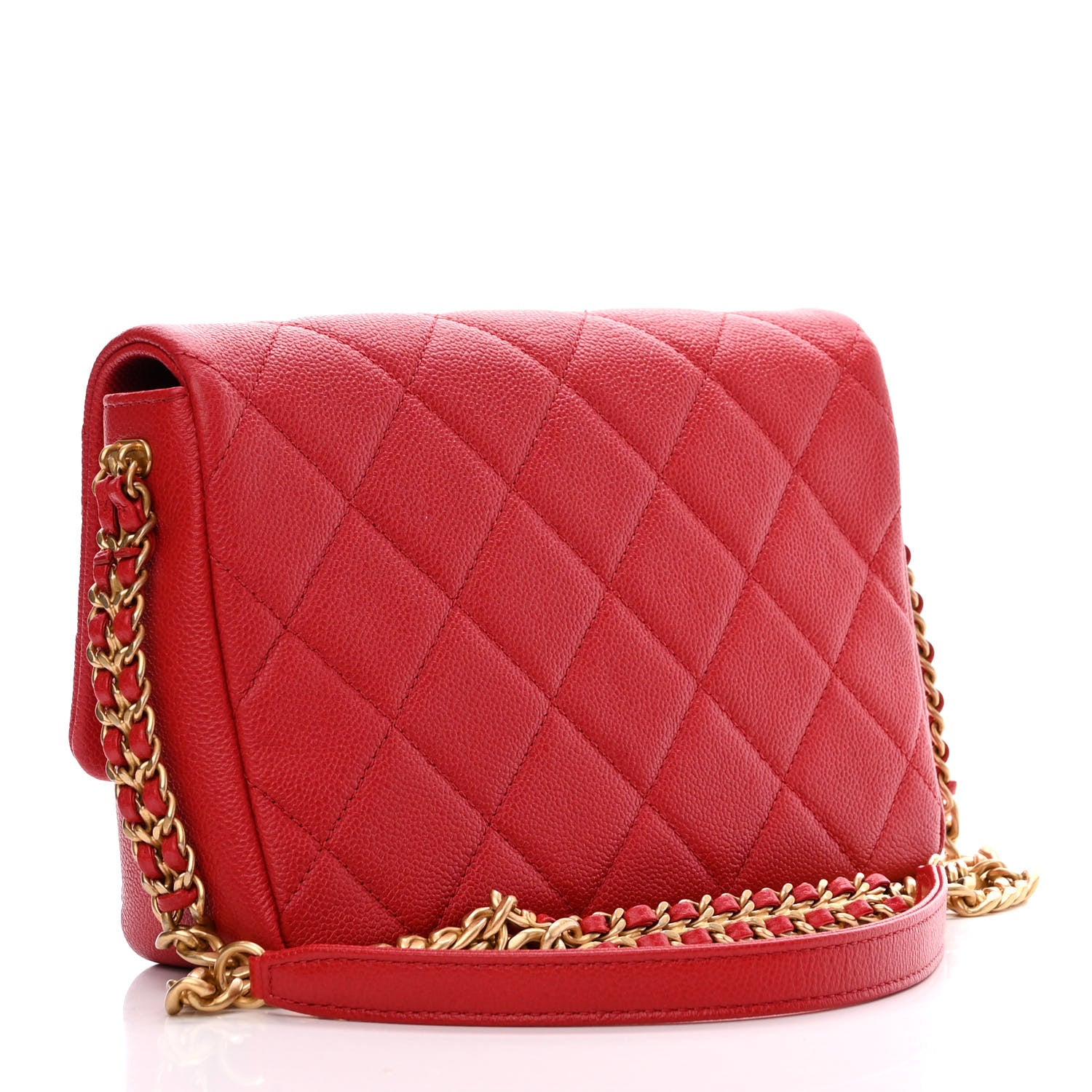 Chanel Shiny Caviar Quilted Small Chain Melody Flap Red 3 of 10