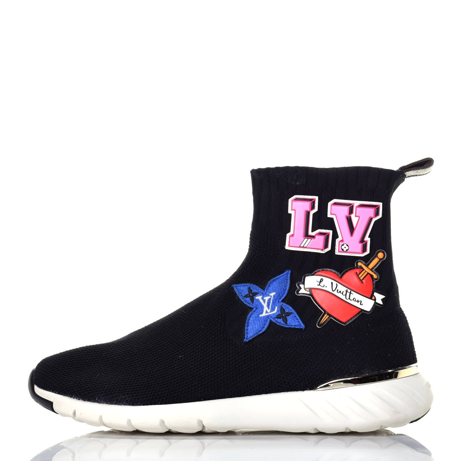 Louis Vuitton Stretch Fabric LV Black Heart Sock Sneaker 37.5 Black 1 of 7