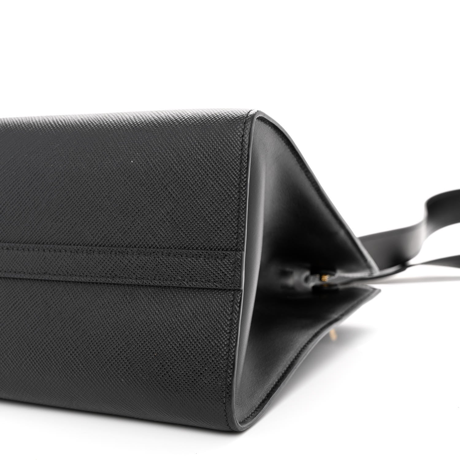 Prada Saffiano Cuir Calfskin Medium Monochrome Top Handle Tote Black 10 of 10