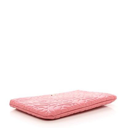 Chanel Caviar Camellia Embossed Cosmetic Pouch Pink 4 of 9