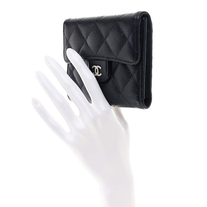 Chanel Caviar Quilted Compact Flap Wallet Navy 2 of 8