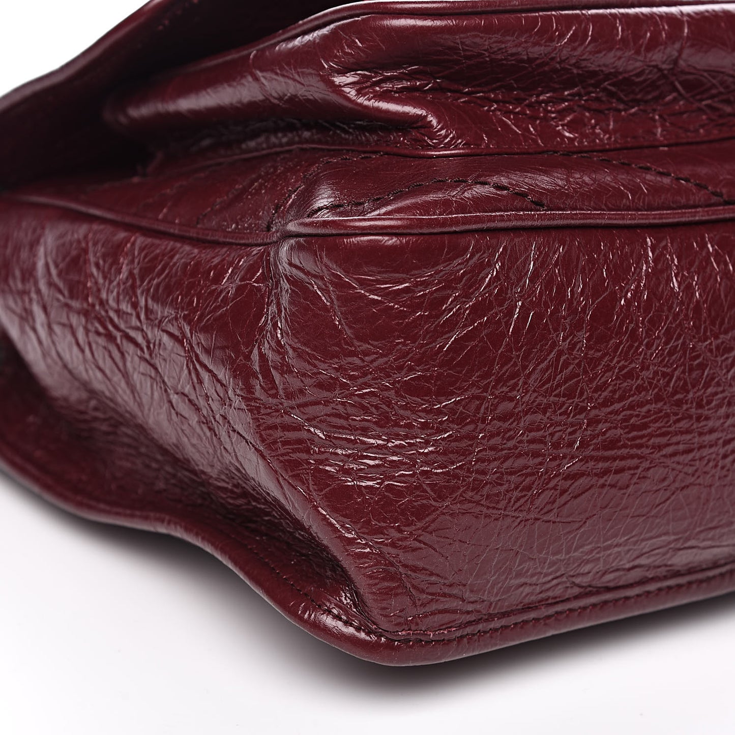 Crinkled Calfskin Matelasse Monogram Medium Niki Chain Satchel Burgundy