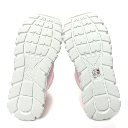 Prada Re-Nylon Gabardine Rubber Triangle Logo Quilted Womens Rush Piuma 50mm Mid Sneakers 36.5 Alabastro 5 of 9