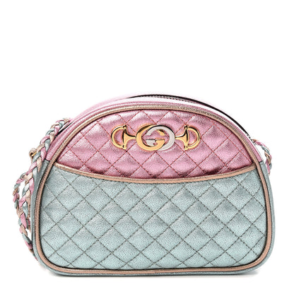 Gucci Laminated Nappa Trapuntata Mini Zumi Dome Shoulder Bag Rosa Lago Rame 1 of 9