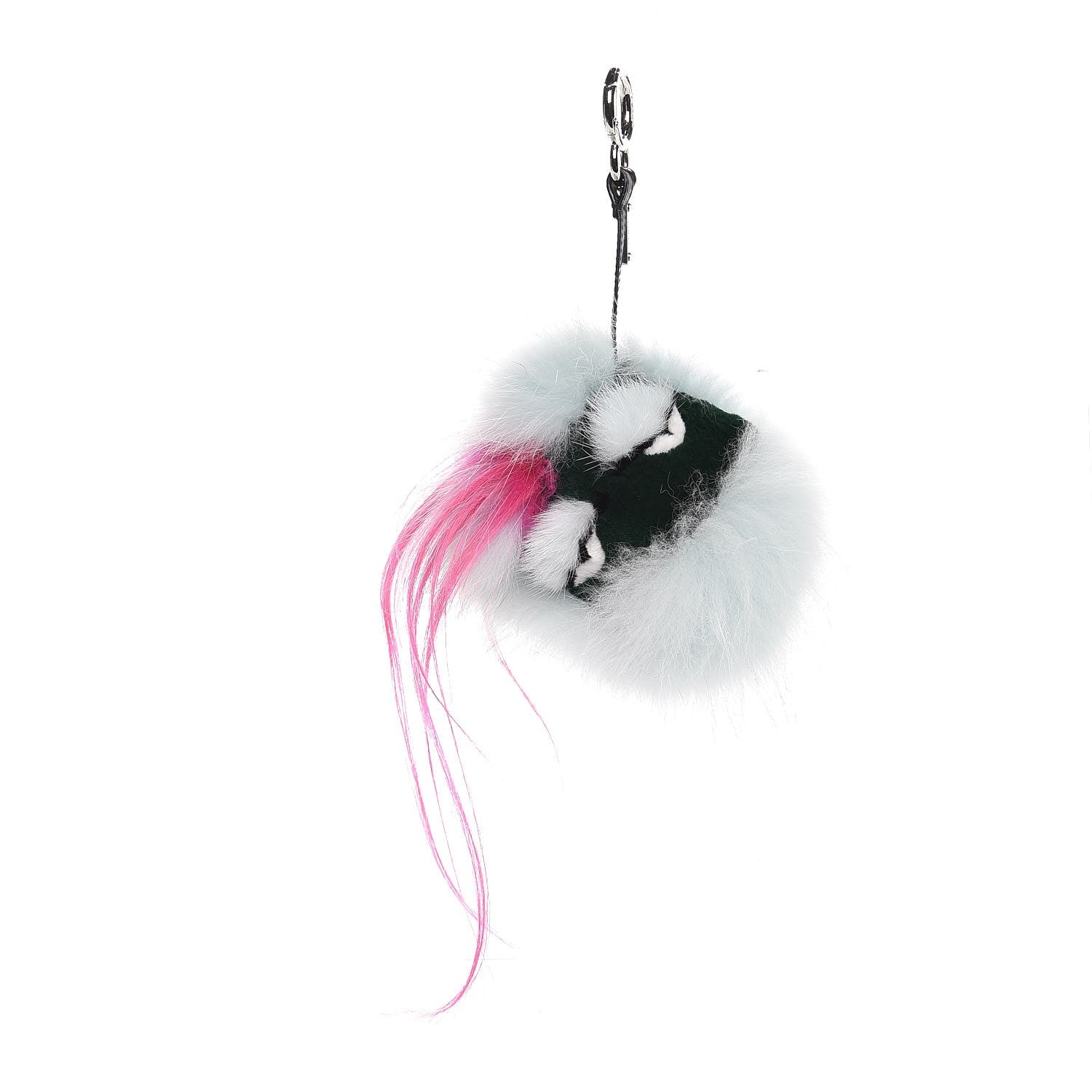 Fendi Fox Rabbit Goat Mink Fur Vitello Flamingo Bagood Monster Bag Bug Charm Light Blue 1 of 4