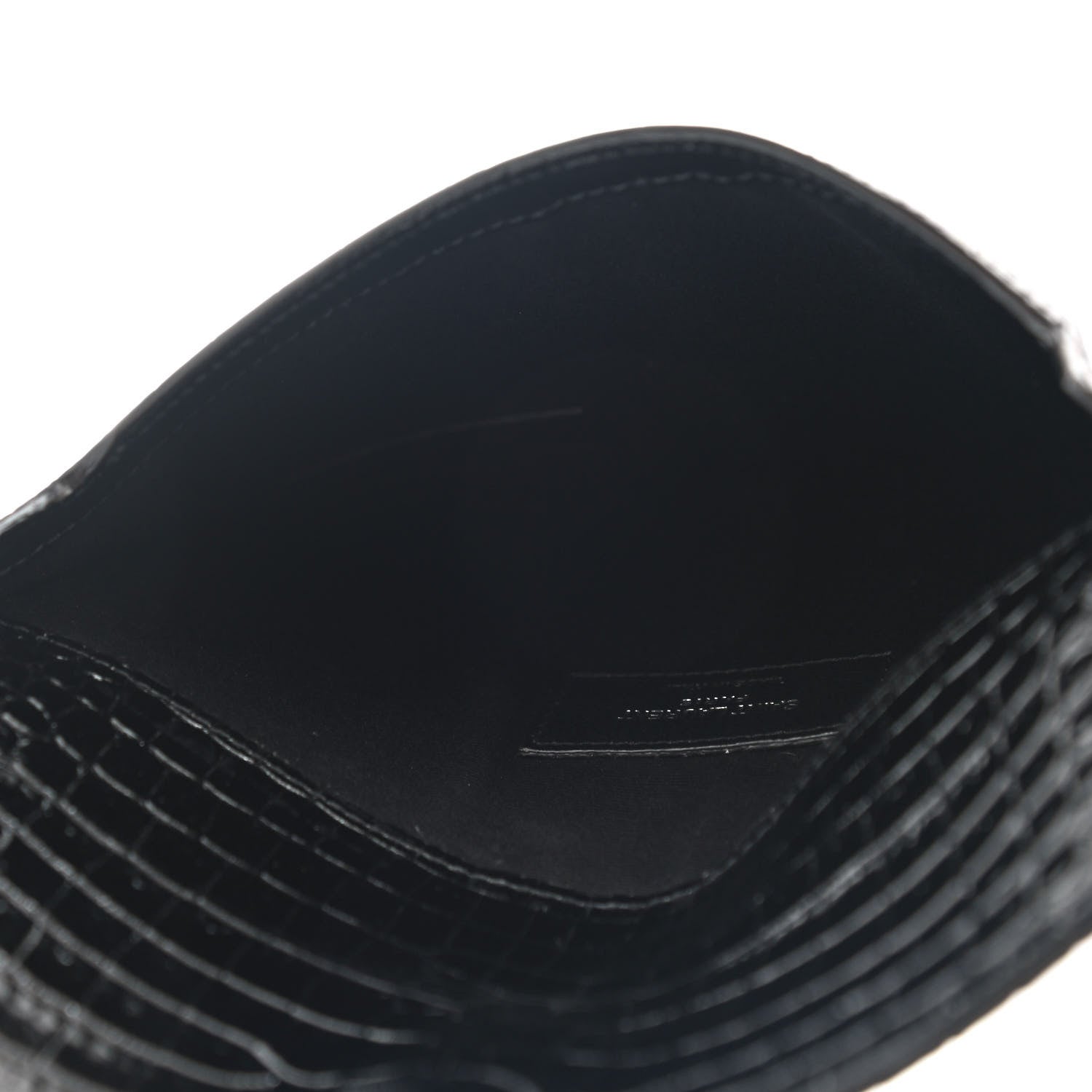 Saint Laurent Calfskin Crocodile Embossed Monogram Uptown Baby Pouch Black 4 of 5