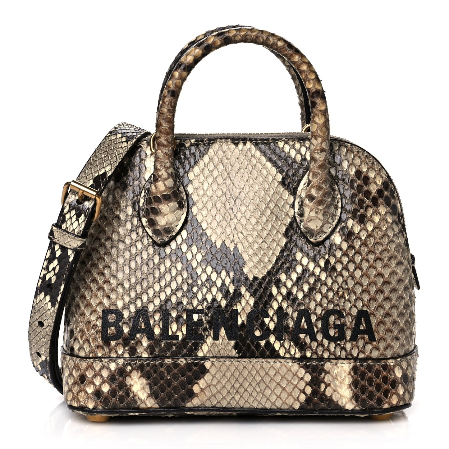 Python Logo XXS Ville Top Handle Bag Black Beige