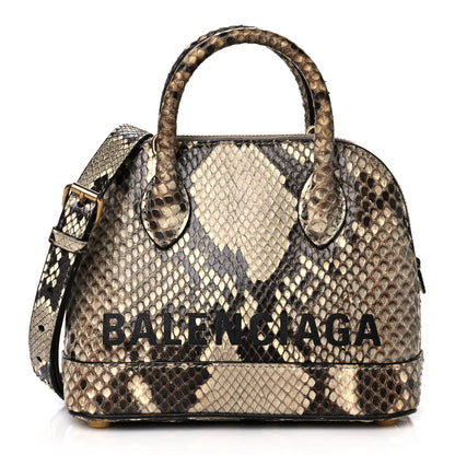 Balenciaga Python Logo XXS Ville Top Handle Bag Black Beige 1 of 9