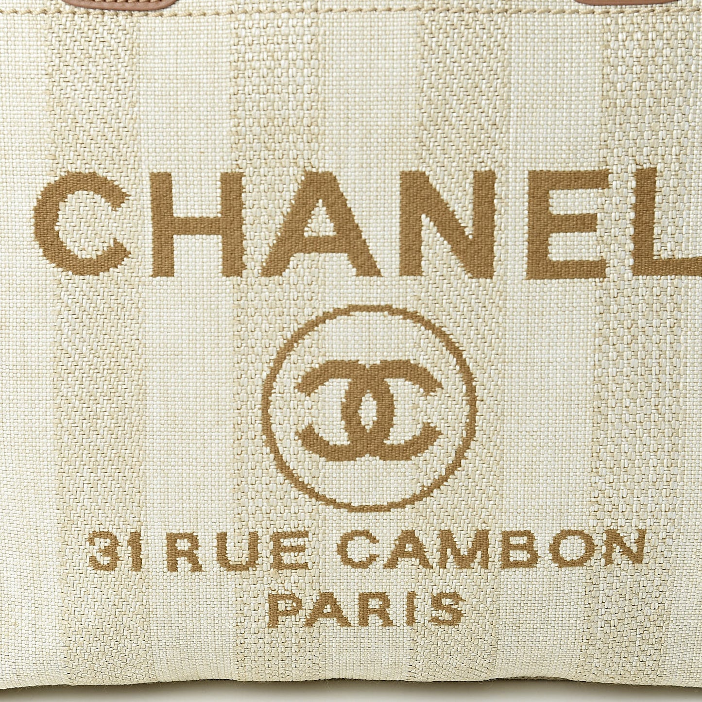 Straw Raffia Calfskin Striped Small Deauville Tote Beige
