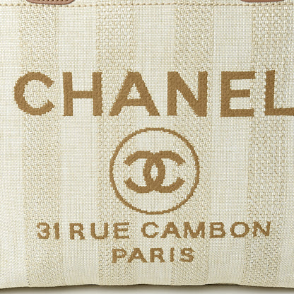 Chanel Straw Raffia Calfskin Striped Small Deauville Tote Beige 10 of 11