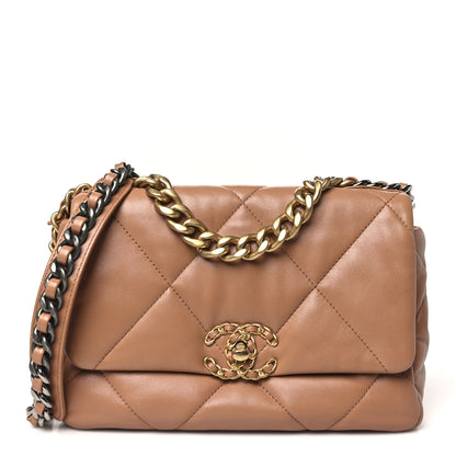 Chanel Lambskin Quilted Medium Chanel 19 Flap Brown 1 of 12