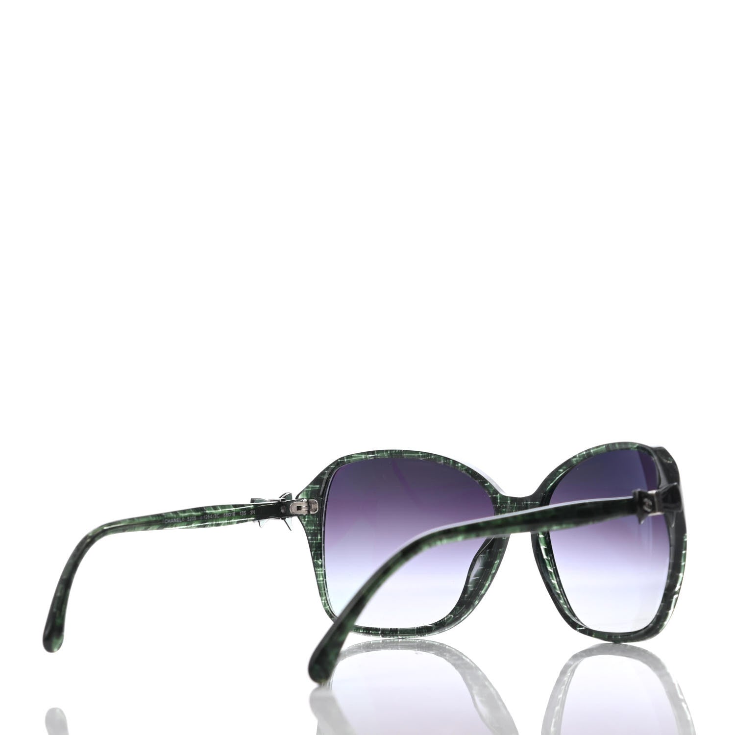 Chanel Acetate CC Tweed Effect Bow Sunglasses 5205 Green 4 of 8