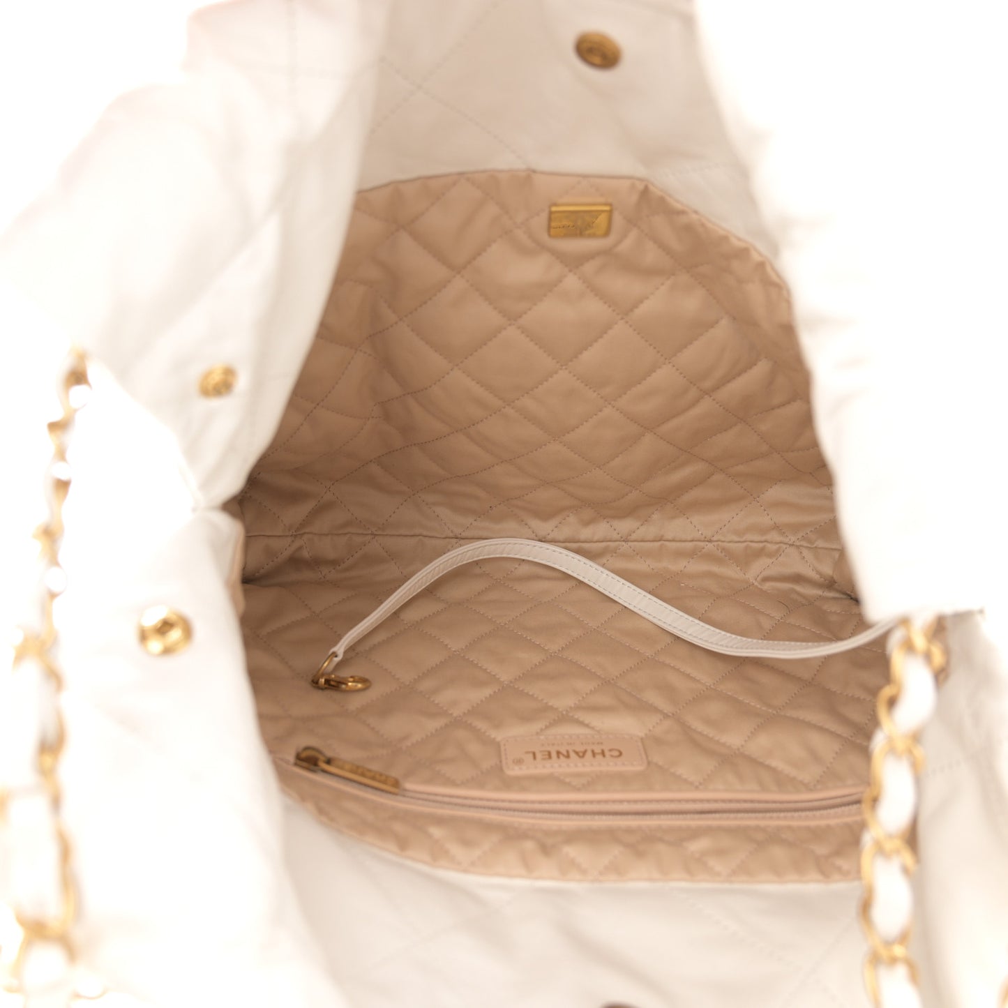 Shiny Calfskin Quilted Small Chanel 22 White