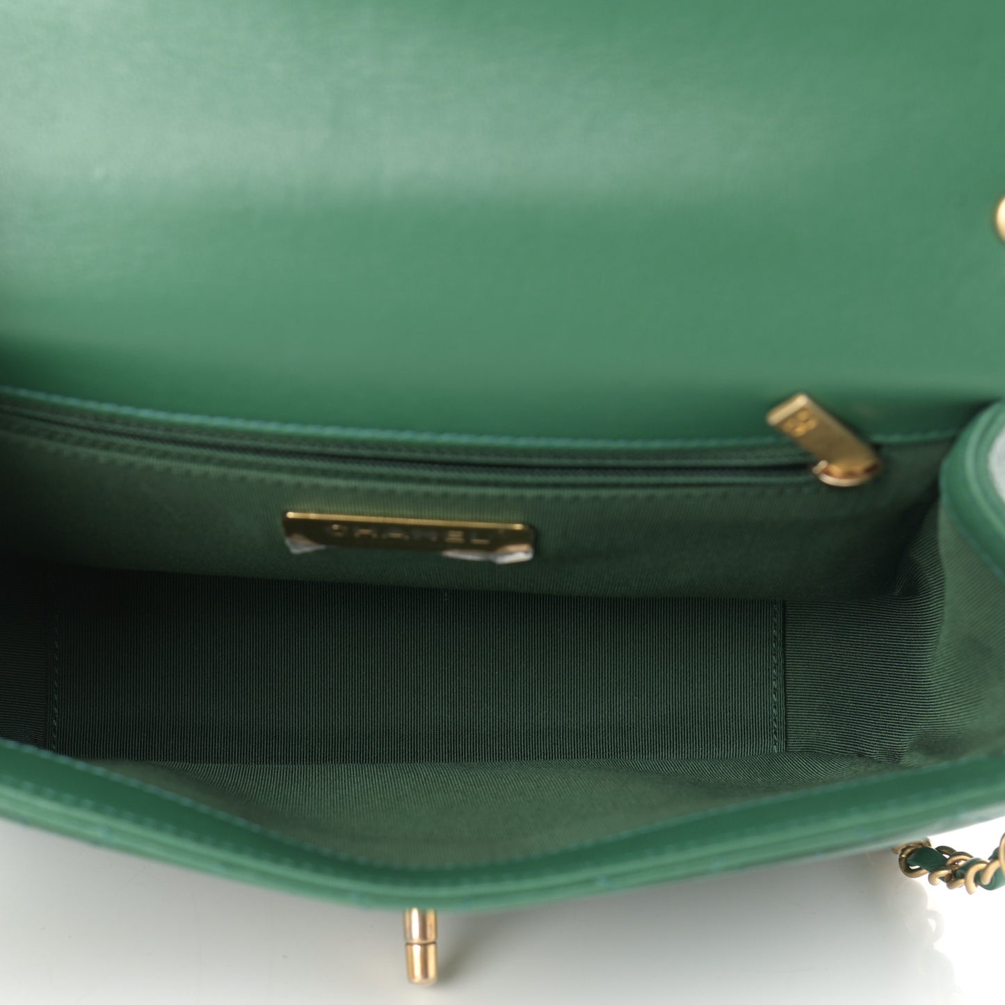 Lambskin Quilted Chain Infinity Top Handle Flap Green