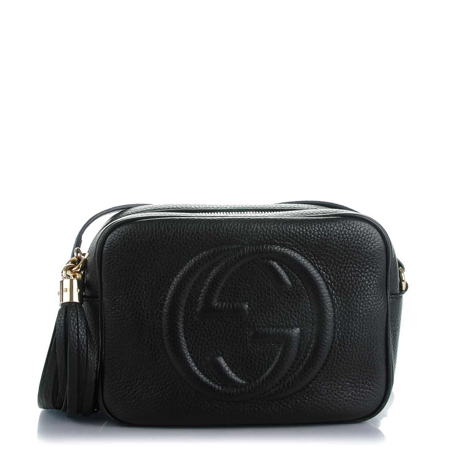 Pebbled Calfskin Small Soho Disco Bag Black