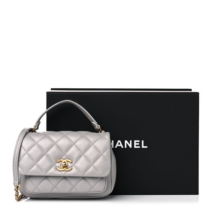 Chanel Calfskin Quilted Top Handle Flap Light Grey 12 of 12