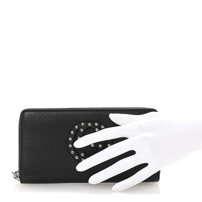 Gucci Pebbled Calfskin Studded Soho Zip Around Wallet Black 2 of 7