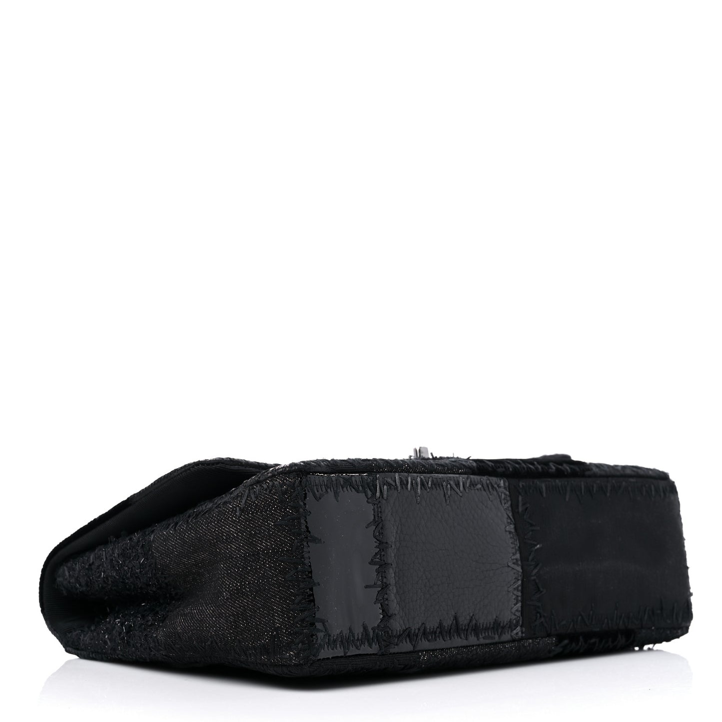 Tweed Patchwork Jumbo Single Flap Black