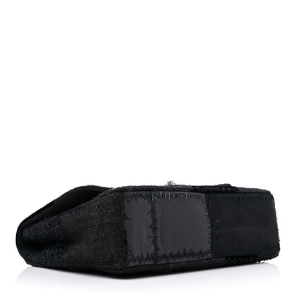 Chanel Tweed Patchwork Jumbo Single Flap Black 4 of 10