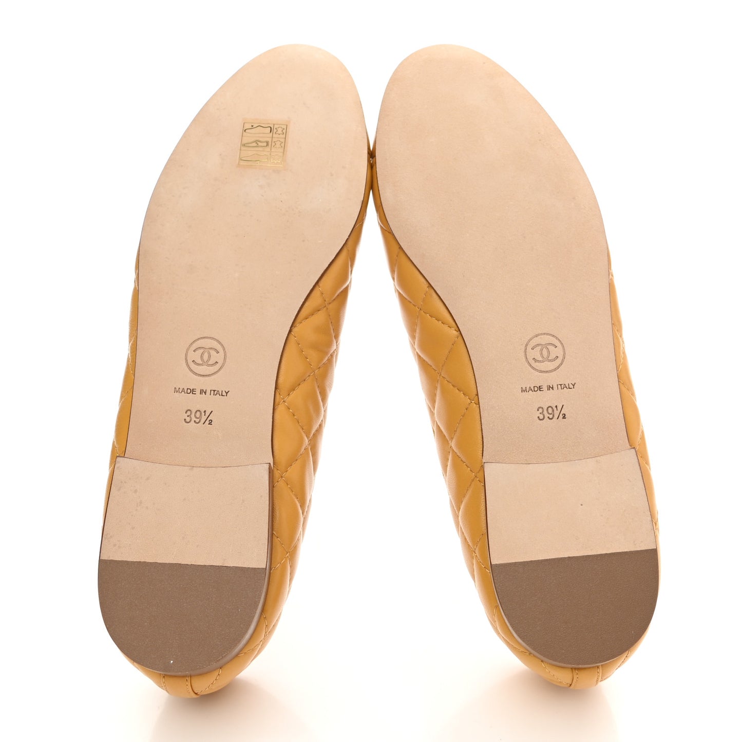 Lambskin Quilted CC Cap Toe Ballerina Flats 39.5 Yellow
