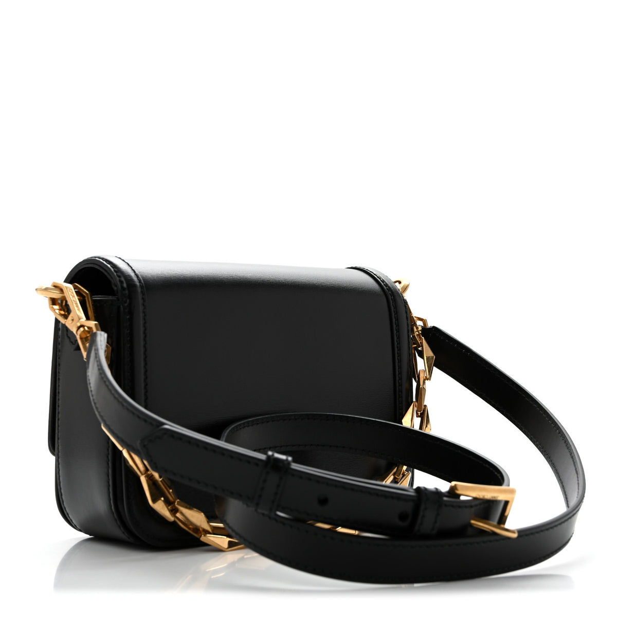 Box Calfskin Diamond Crossbody Bag Black