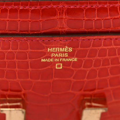 Hermes Shiny Alligator Constance Long Wallet Geranium 6 of 8