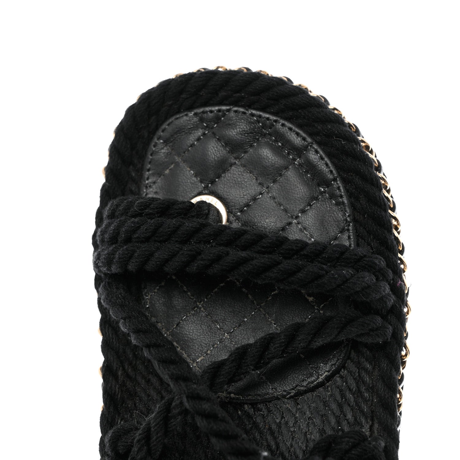 Chanel Lambskin Cord Chain CC Sandals 36 Black 11 of 12