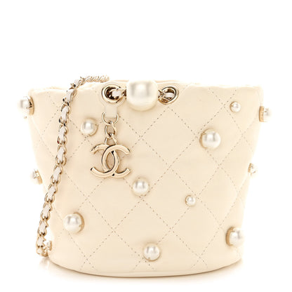 Chanel Lambskin Quilted Pearl Mini About Pearls Drawstring Bag White 1 of 10