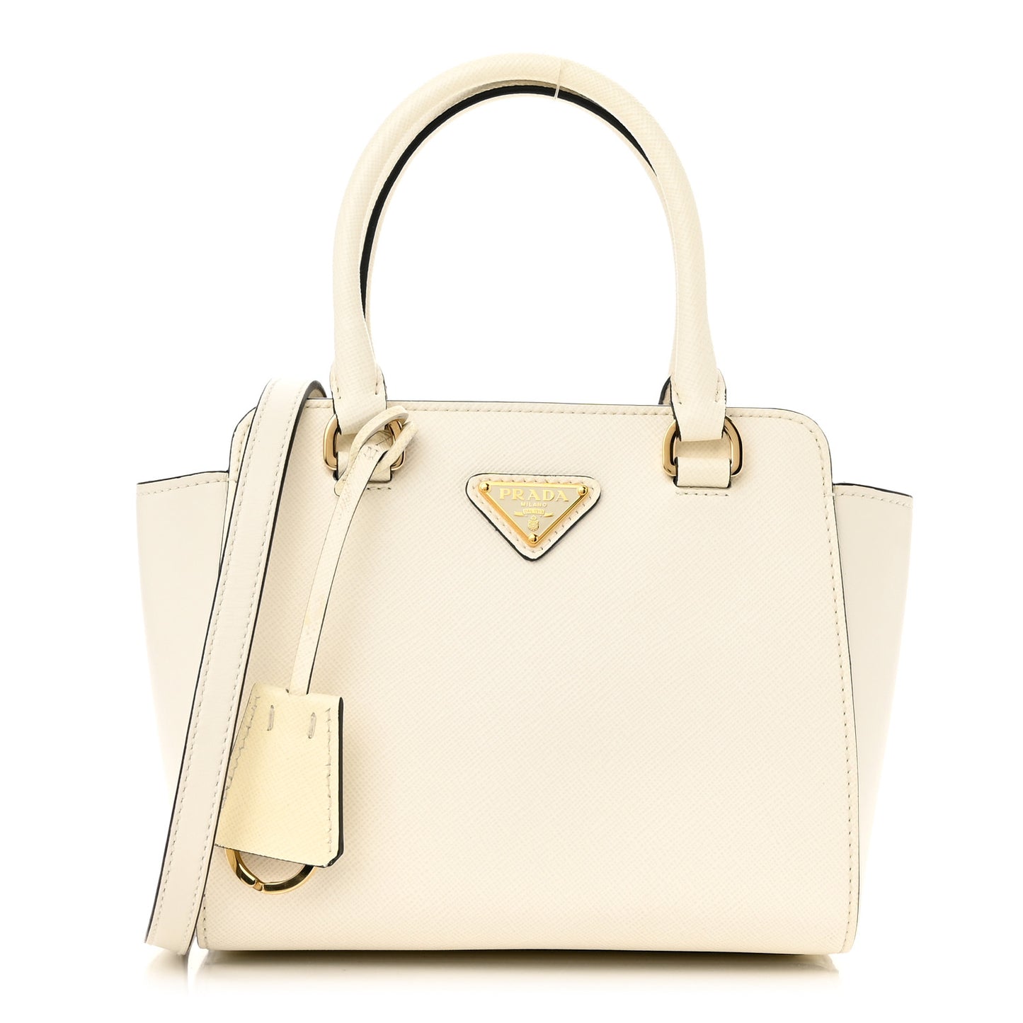 Saffiano Soft Calfskin Mini Zippered Tote Bianco