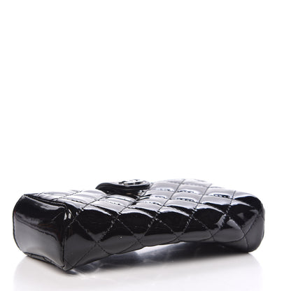 Chanel Patent Quilted Mini Phone Holder Clutch Black 4 of 8