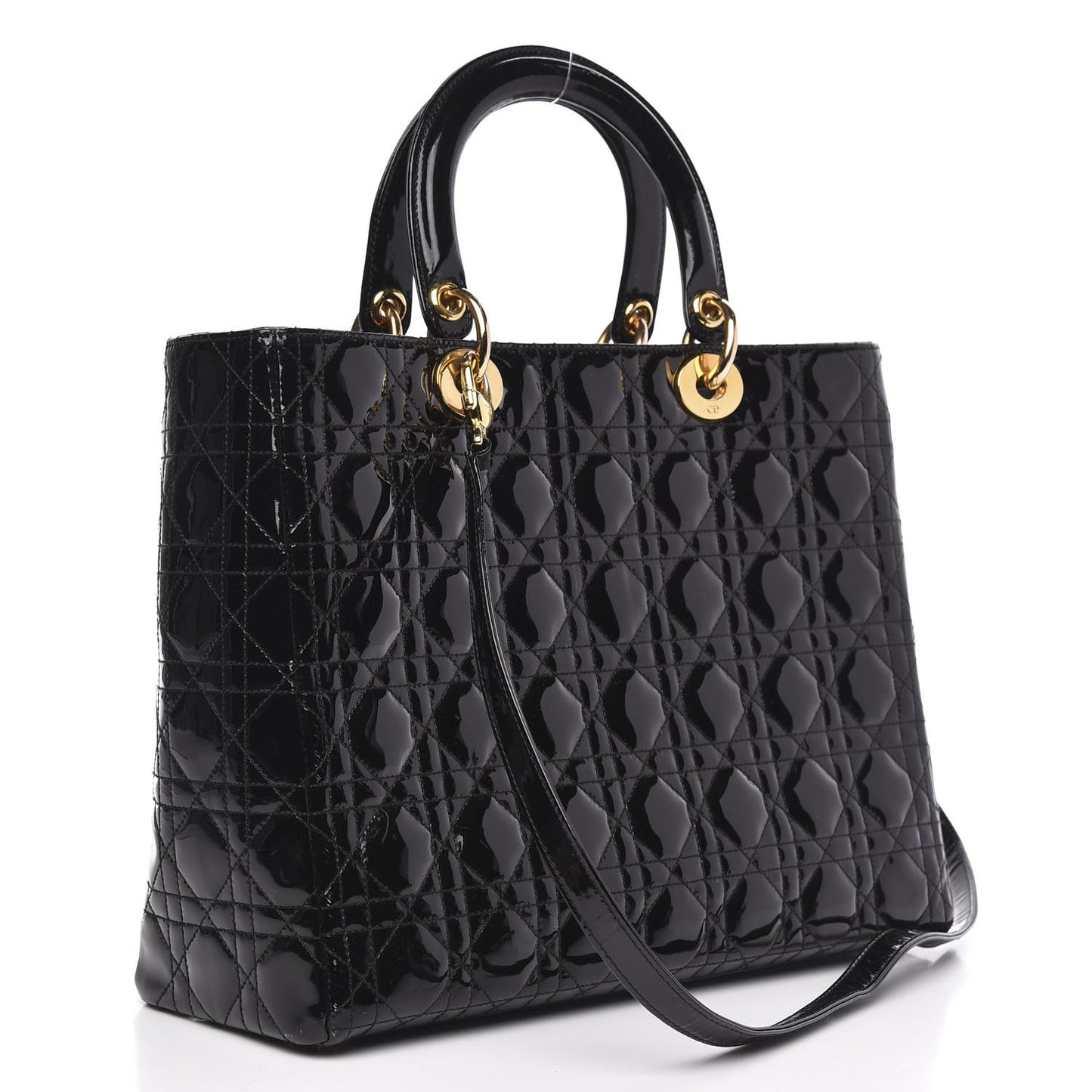 Patent Cannage Large Lady Dior Black