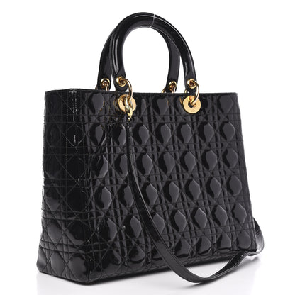 Christian Dior Patent Cannage Large Lady Dior Black 3 of 12