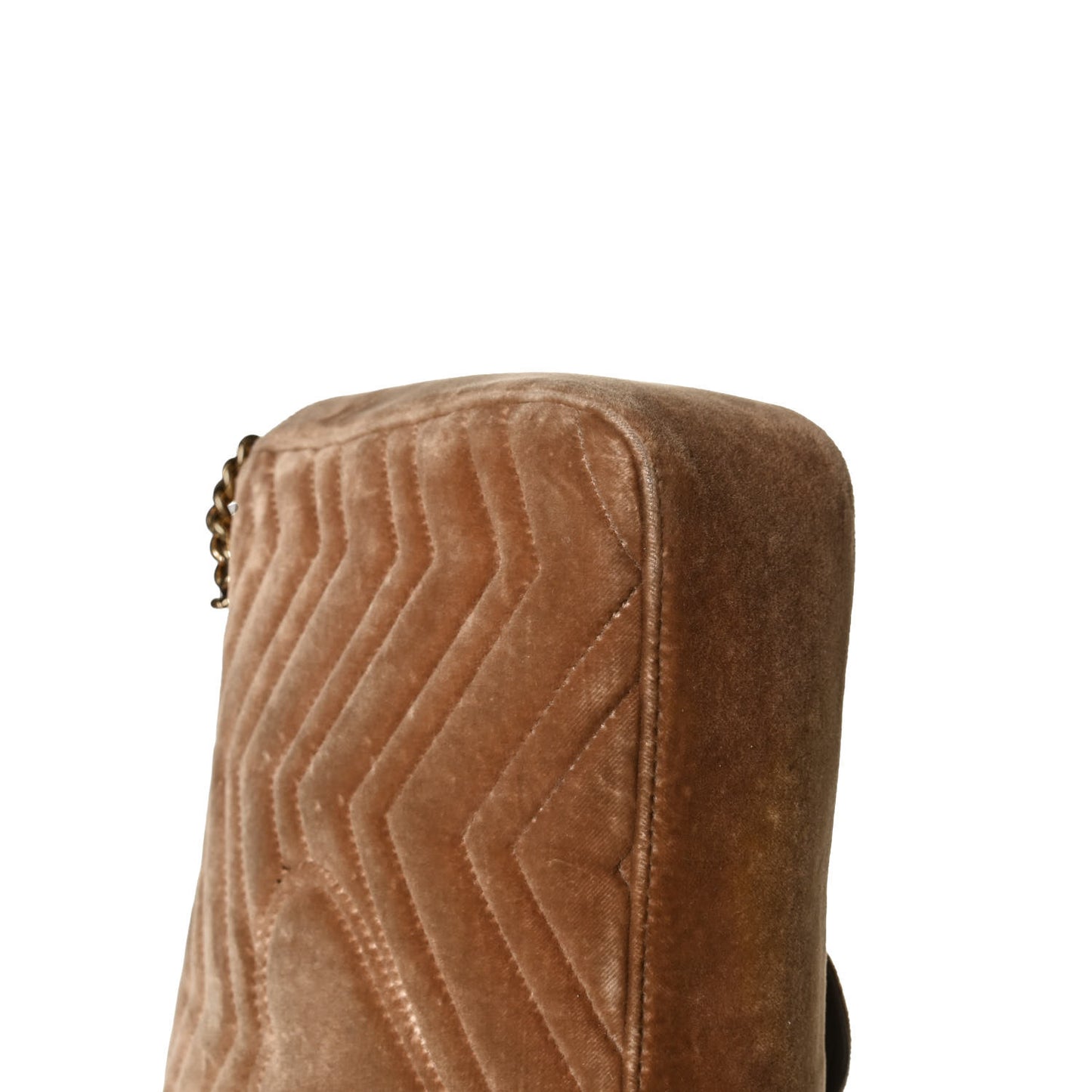 Velvet Matelasse Medium GG Marmont Shoulder Bag Taupe