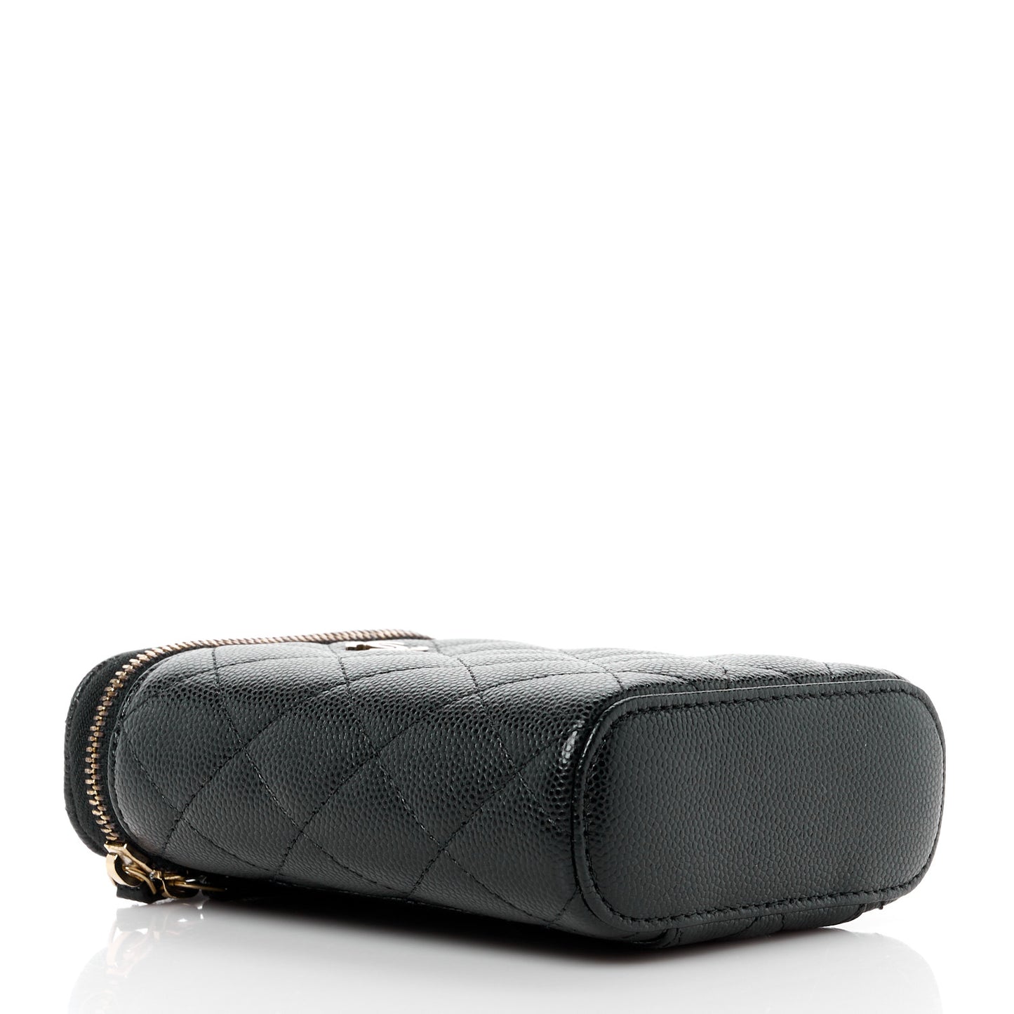 Caviar Quilted Small Vertical Coco Beauty Vanity Case With Chain Black