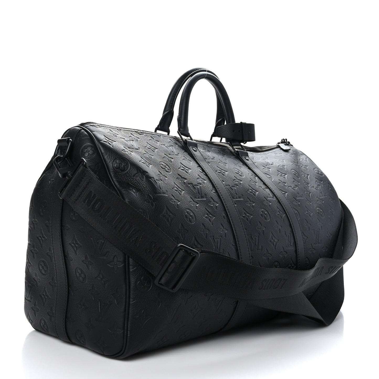 Calfskin Shadow Monogram Keepall Bandouliere 50 Black