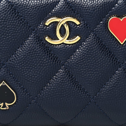 Chanel Caviar Enamel Coco Casino Quilted Zip Coin Purse Navy Blue 9 of 12