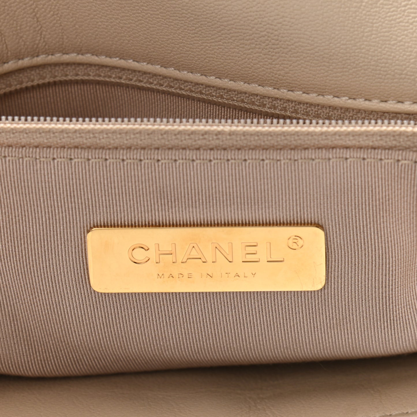 Lambskin Quilted Maxi Chanel 19 Flap Light Beige