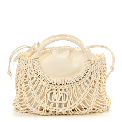 Valentino Garavani Lambskin Vlogo Macrame Tote Ivory 1 of 10
