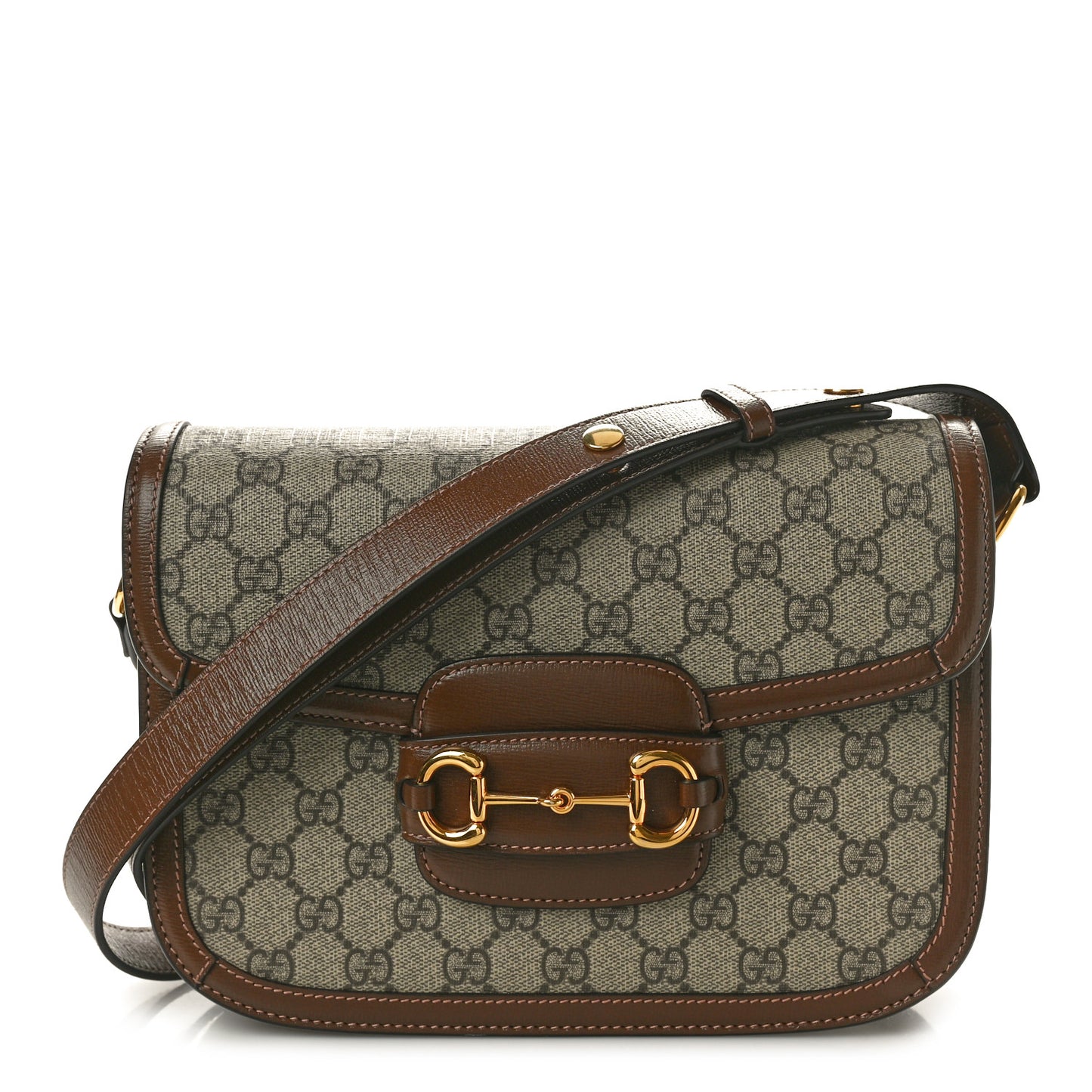 GG Supreme Monogram Horsebit 1955 Shoulder Bag Beige Brown Sugar