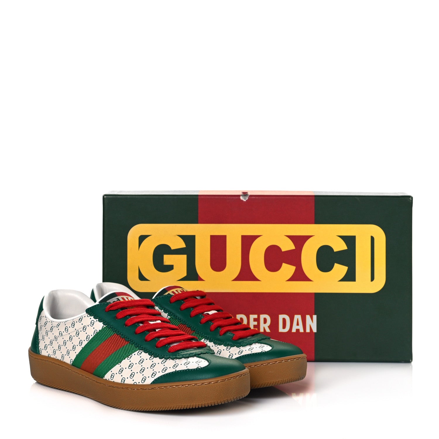 Gucci X DAPPER DAN Calfskin Suede GG Micro Monogram G74 Sneakers 36.5 Emerald Mystic White 10 of 10