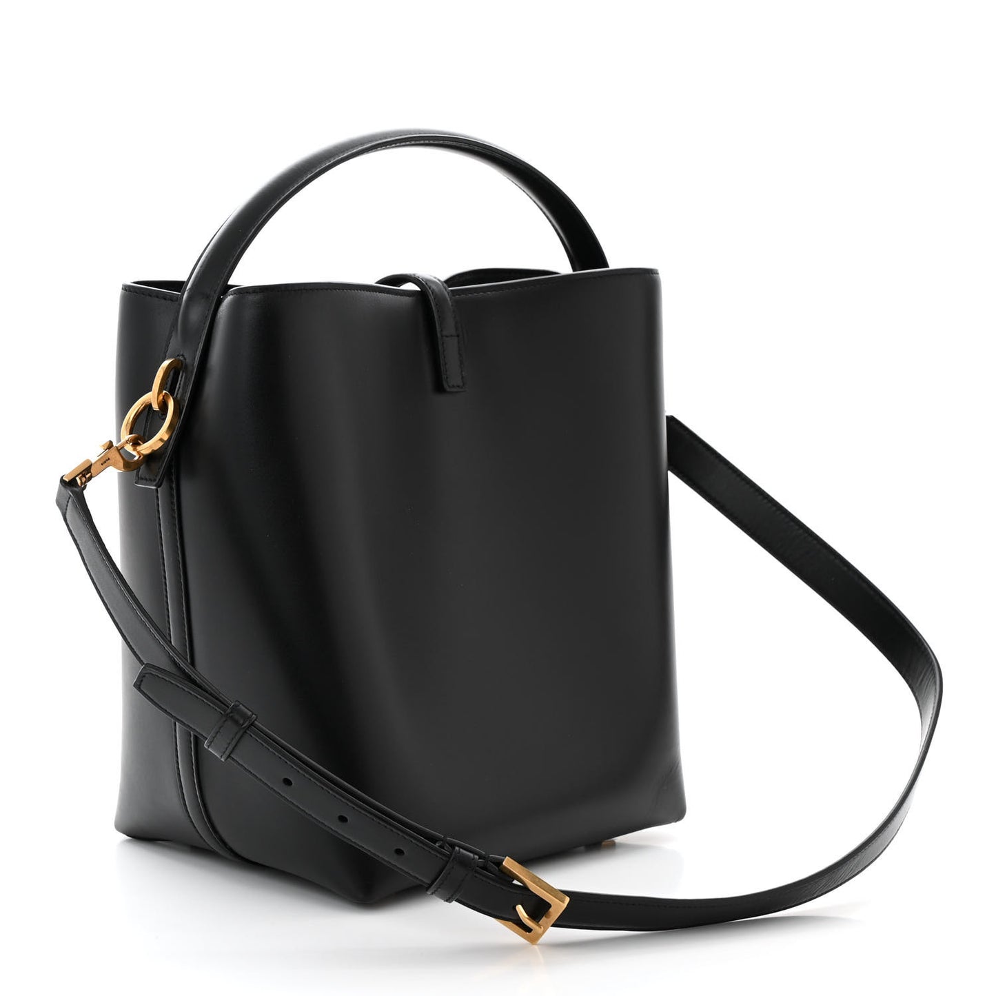 Shiny Calfskin Le 37 Bucket Bag Black