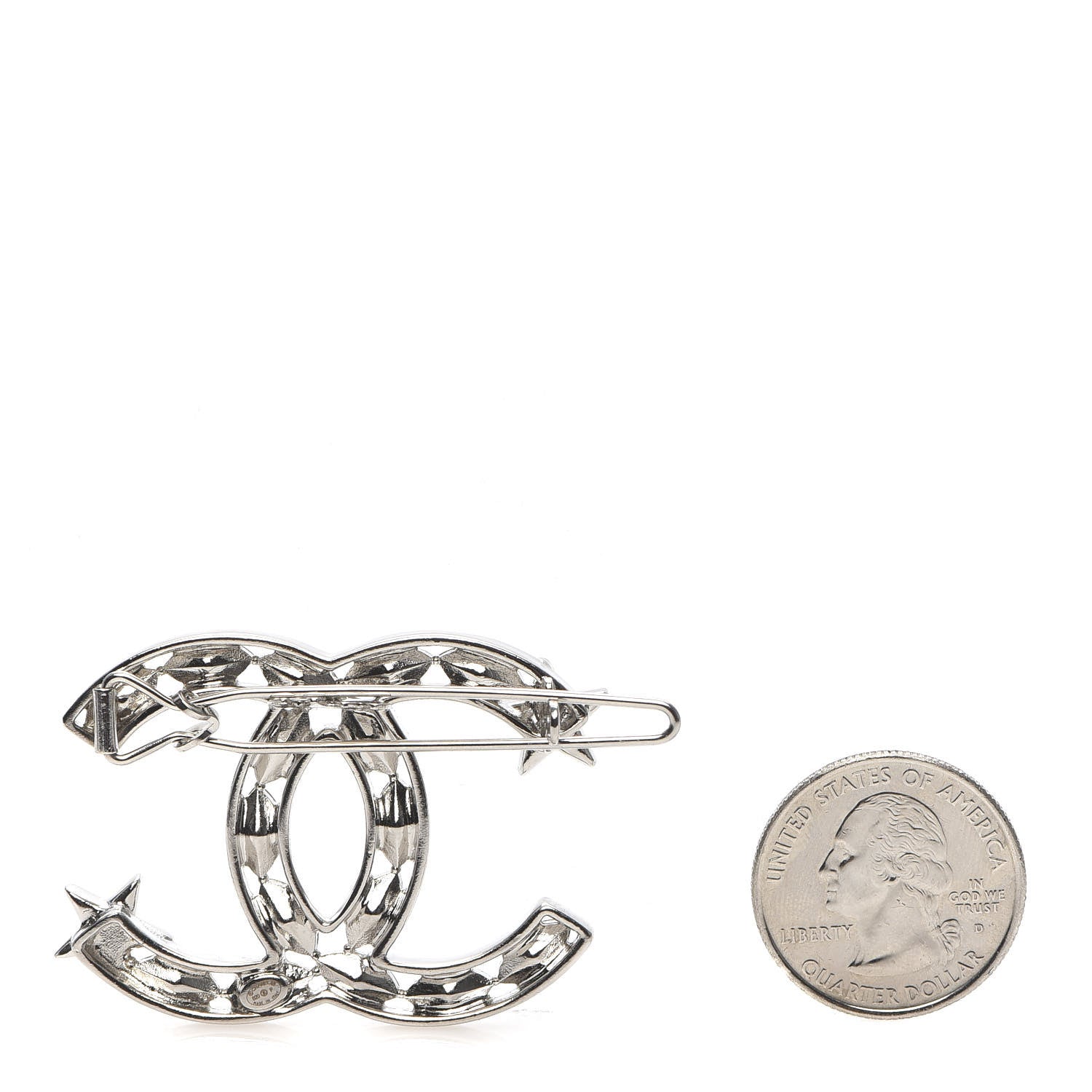 Chanel Crystal Starfall CC Hair Clip Silver 2 of 4
