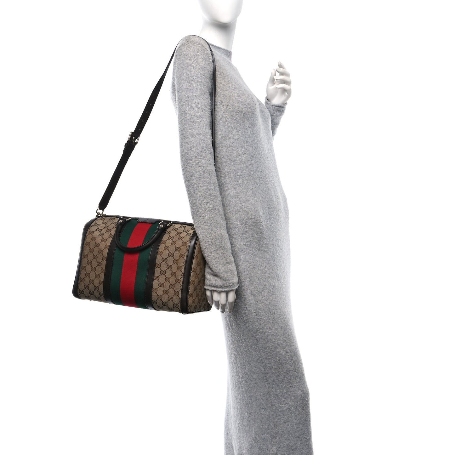 Monogram Selleria Calfskin Vintage Web Medium Boston Beige Ebony Cocoa