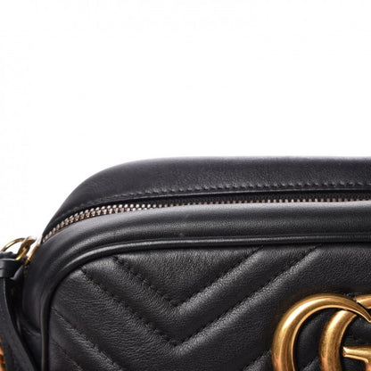 Gucci Calfskin Matelasse Small GG Marmont Chain Shoulder Bag Black 12 of 14
