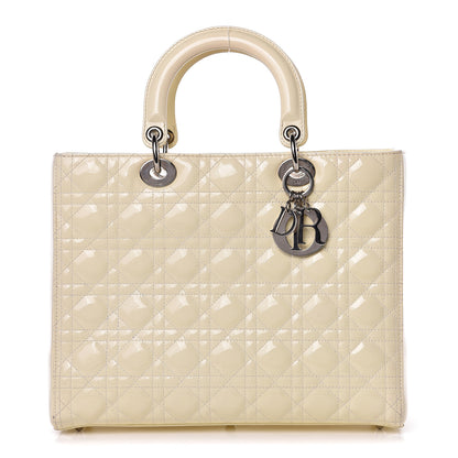 Christian Dior Patent Cannage Large Lady Dior White 1 of 15