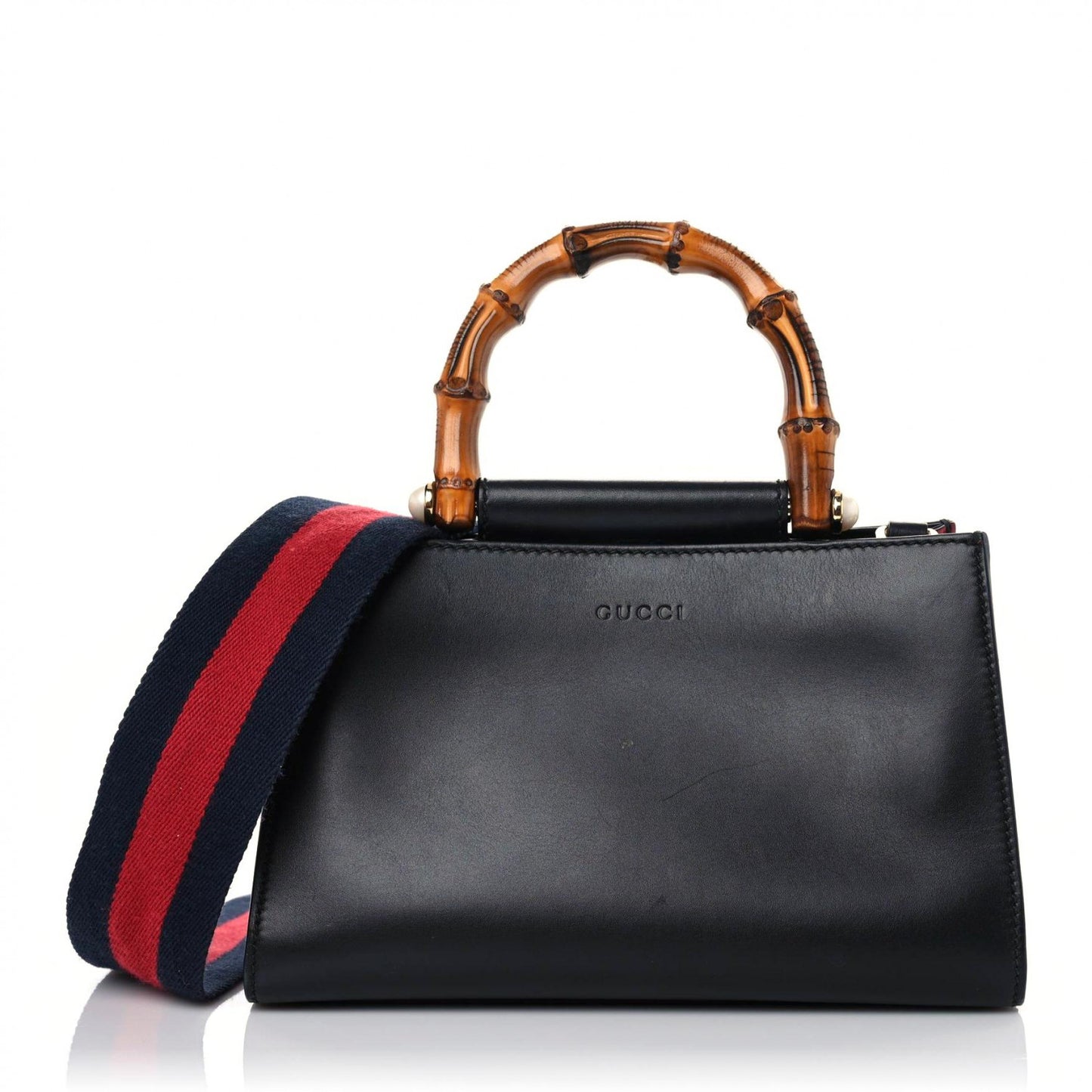 Nappa Bamboo Web Mini Nymphaea Top Handle Bag Black