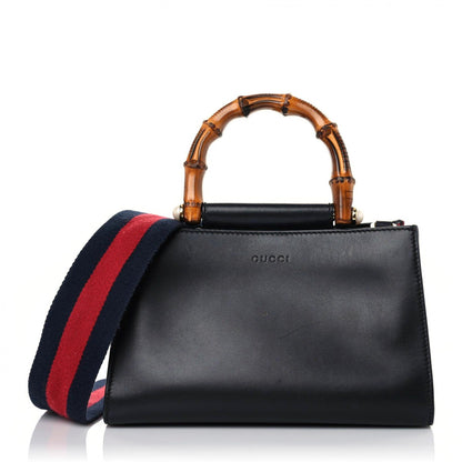 Gucci Nappa Bamboo Web Mini Nymphaea Top Handle Bag Black 1 of 21
